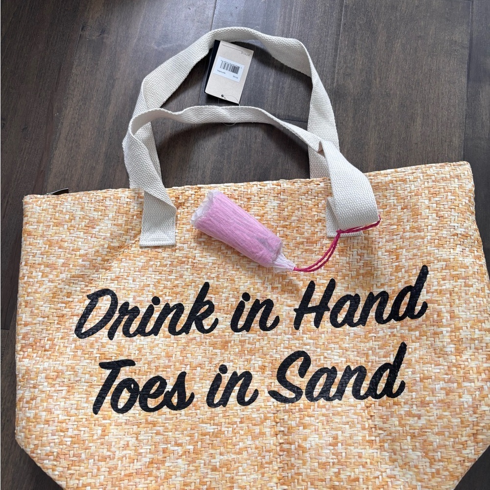 Woven Beach Tote with Fun Quote